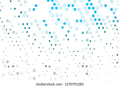 Light Blue, Green vector texture with disks. Blurred decorative design in abstract style with bubbles. Completely new template for your brand book.