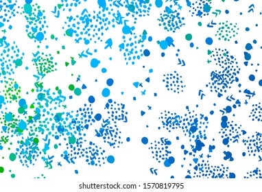 Light Blue, Green vector texture with abstract forms. Colorful chaotic forms with gradient in modern style. Modern design for your business card.