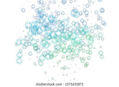 Light Blue, Green vector texture with disks. Glitter abstract illustration with blurred drops of rain. Completely new template for your brand book.