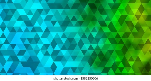 Light Blue, Green vector texture with triangular style. Triangles on abstract background with colorful gradient. Template for landing pages.
