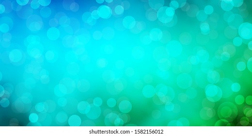 Light Blue, Green vector texture with circles. Abstract colorful disks on simple gradient background. Design for posters, banners.