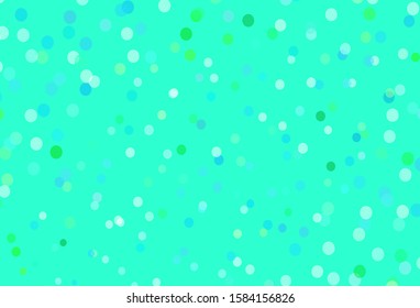 Light Blue, Green vector texture with colored snowflakes. Shining colorful illustration with snow in christmas style. Pattern for new year ad, booklets.