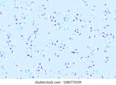 Light Blue, Green vector texture with mathematic symbols. Shining colorful illustration with isolated Digit signs. Best design a poster, banner of a math college.