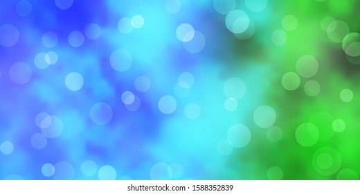 Light Blue, Green vector texture with disks. Abstract colorful disks on simple gradient background. Pattern for booklets, leaflets.