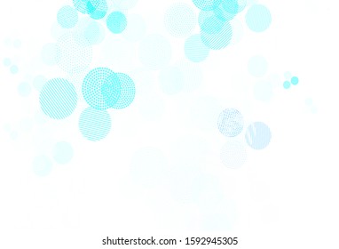 Light Blue, Green vector texture with disks. Glitter abstract illustration with blurred drops of rain. Pattern for textures of wallpapers.