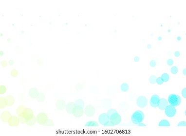 Light Blue, Green vector texture with disks. Glitter abstract illustration with blurred drops of rain. Pattern for beautiful websites.