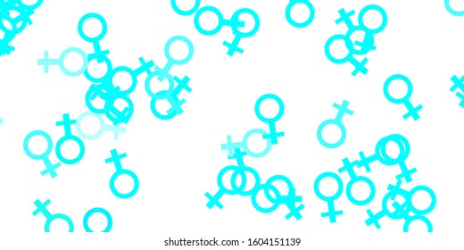 Light Blue, Green vector texture with women's rights symbols. Simple design in abstract style with women’s rights activism. Design for International Women’s Day.