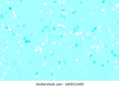 Light Blue, Green vector texture with small stars, suns. Blurred decorative design in simple style with stars, suns. Pattern for astrology websites.