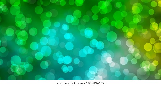Light Blue, Green vector texture with disks. Abstract illustration with colorful spots in nature style. Design for posters, banners.