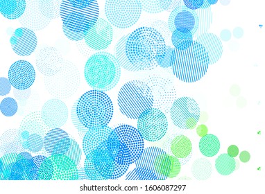 Light Blue, Green vector texture with disks. Glitter abstract illustration with blurred drops of rain. Pattern for beautiful websites.