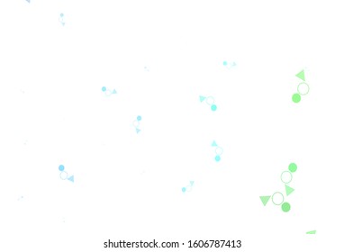 Light Blue, Green vector texture with triangular style with circles. Circles, lines on abstract background with colorful gradient. Pattern for booklets, leaflets