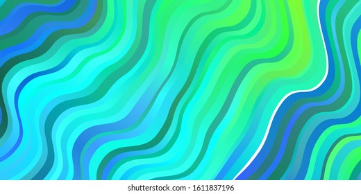 Light Blue, Green vector texture with curves. Colorful illustration with curved lines. Template for cellphones.