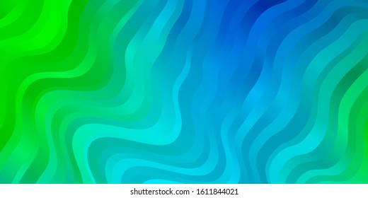 Light Blue, Green vector texture with curves. Colorful abstract illustration with gradient curves. Template for your UI design.
