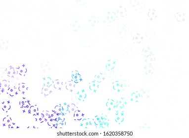 Light Blue, Green vector texture with mathematic symbols. Shining colorful illustration with isolated Digit signs. Best design a poster, banner of a math college.