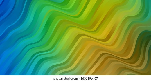Light Blue, Green vector texture with wry lines. Abstract illustration with gradient bows. Pattern for websites, landing pages.