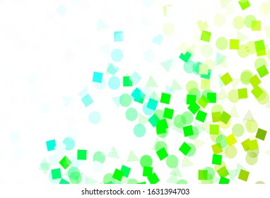 Light Blue, Green vector texture with poly style with circles, cubes. Decorative design in abstract style with lines, dots, cubes. Pattern for commercials.