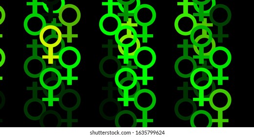 Light Blue, Green vector texture with women's rights symbols. Illustration with signs of women's strength and power. Best design to show the power of women.