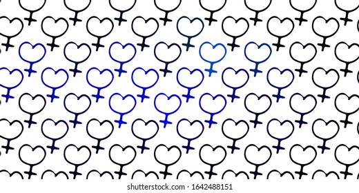 Light Blue, Green vector texture with women's rights symbols. Abstract illustration with a depiction of women's power. Background for International Women’s Day.
