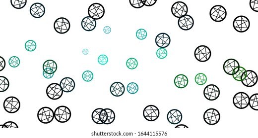 Light Blue, Green vector texture with religion symbols. Retro design in abstract style with witchcraft forms. Background for esoteric, mystic designs.