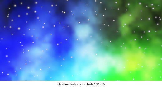 Light Blue, Green vector texture with beautiful stars. Shining colorful illustration with small and big stars. Design for your business promotion.