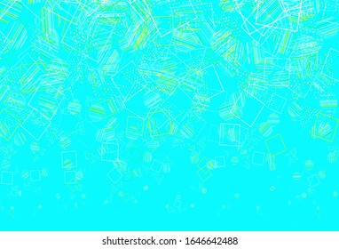 Light Blue, Green vector texture with poly style with circles, cubes. Decorative design in abstract style with lines, dots, cubes. Pattern for websites.
