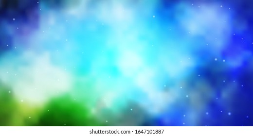 Light Blue, Green vector texture with beautiful stars. Blur decorative design in simple style with stars. Theme for cell phones.