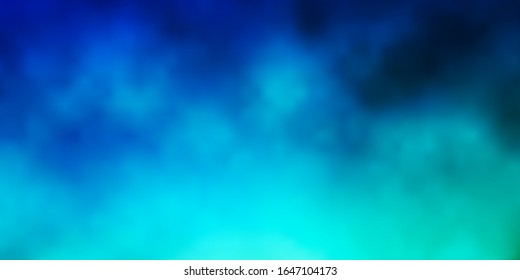 Light Blue, Green vector texture with cloudy sky. Abstract illustration with colorful gradient clouds. Template for websites.
