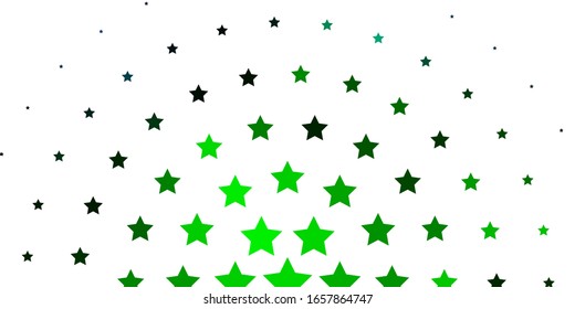 Azul claro, textura vectorial verde con bellas estrellas. Brillante ilustración colorida con estrellas pequeñas y grandes. Tema para teléfonos celulares.