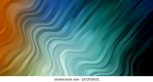 Light Blue, Green vector texture with circular arc. Bright sample with colorful bent lines, shapes. Best design for your ad, poster, banner.