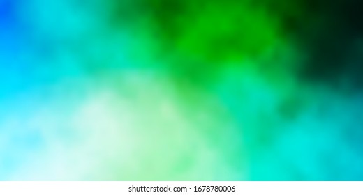 Azul claro, textura vectorial verde con cielo nublado. Ilustración colorida con nubes de degradado abstractas. Patrón de sus folletos y folletos.