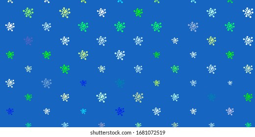 Light Blue, Green vector texture with disease symbols. Smart illustration with covid signs in decorative style. Simple design against epidemic information.