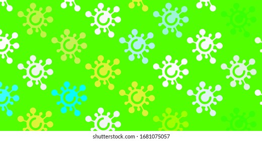 Light Blue, Green vector texture with disease symbols. Colorful abstract illustration with gradient medical shapes. Design for biohazard warning.