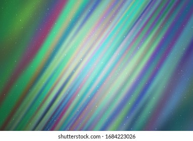 Light Blue, Green vector texture with milky way stars. Glitter abstract illustration with colorful cosmic stars. Smart design for your business advert.