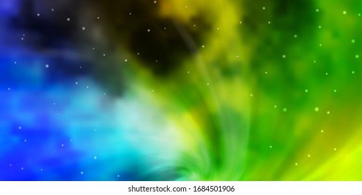 Azul claro, textura vectorial verde con bellas estrellas. Ilustración colorida en estilo abstracto con estrellas degradadas. Diseño para su promoción empresarial.