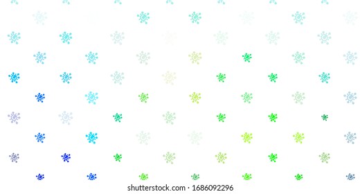 Light Blue, Green vector texture with disease symbols. Smart illustration with covid signs in decorative style. Simple design against epidemic information.