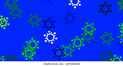 Light blue, green vector texture with disease symbols. Colorful abstract illustration with gradient medical shapes. Simple design against epidemic information.