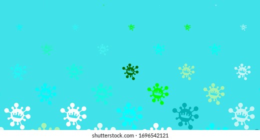 Light blue, green vector texture with disease symbols. Smart illustration with covid signs in decorative style. Best design for quarantine events.