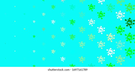 Light blue, green vector texture with disease symbols. Abstract illustration with biological gradient shapes. Wallpaper for health protection.