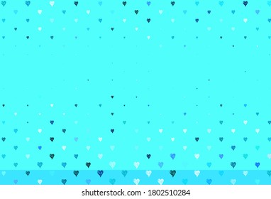 Light Blue, Green vector texture with lovely hearts. Beautiful abstract hearts on colorful gradient background. Pattern for marriage gifts, congratulations.