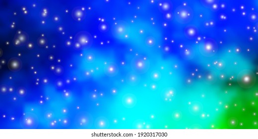 Hellblau, grüne Vektorstruktur mit schönen Sternen. Farbige Illustration im abstrakten Stil mit Farbverlauf-Sternen. Das beste Design für Ihre Anzeige, Ihr Poster, Ihr Banner.