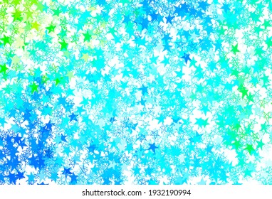 Light Blue, Green vector texture with beautiful stars. Modern geometrical abstract illustration with stars. Template for cosmic backgrounds.