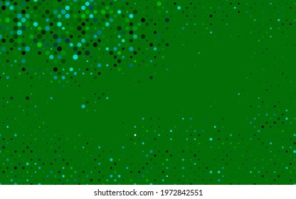 Light Blue, Green vector texture with disks. Glitter abstract illustration with blurred drops of rain. Pattern for beautiful websites.