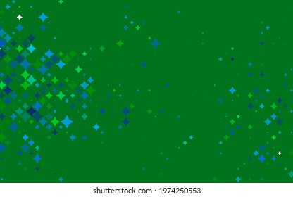 Light Blue, Green vector texture with beautiful stars. Blurred decorative design in simple style with stars. The template can be used as a background.