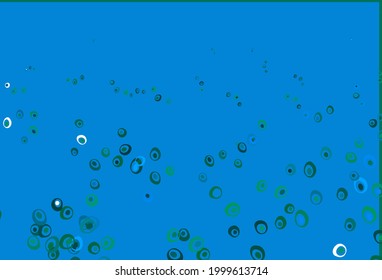 Light Blue, Green vector texture with disks. Blurred decorative design in abstract style with bubbles. Completely new template for your brand book.