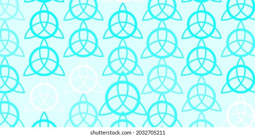 Light Blue, Green vector texture with religion symbols. Colorful vintage illustration with gradient alchemy shapes. Best design halloween events.