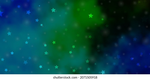 Light Blue, Green vector texture with beautiful stars. Blur decorative design in simple style with stars. Best design for your ad, poster, banner.