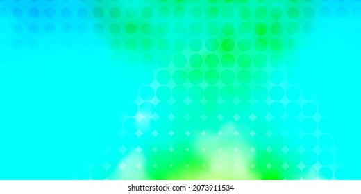 Light Blue, Green vector texture with disks. Colorful illustration with gradient dots in nature style. Pattern for booklets, leaflets.