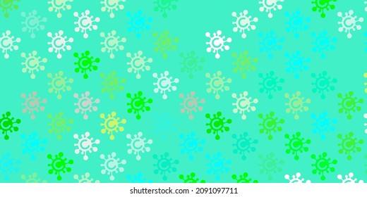 Light Blue, Green vector texture with disease symbols. Simple design in abstract style with infection forms. Best design for quarantine events.