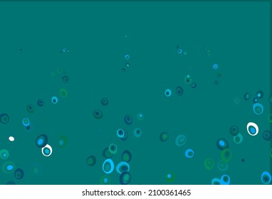 Light Blue, Green vector texture with disks. Modern abstract illustration with colorful water drops. Pattern for beautiful websites.