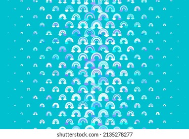 Light Blue, Green vector texture with rainbows, clouds. Decorative illustration with rainbow, cloud shapes. Design for support events.